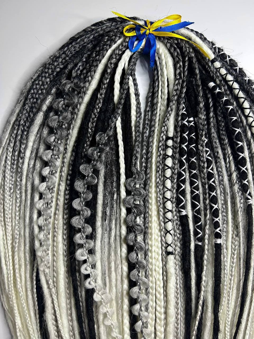 Boho style ombre dreadlock extensions, synthetic handmade dreads with faded color effect