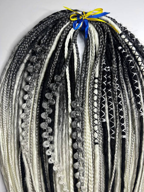 Boho style ombre dreadlock extensions, synthetic handmade dreads with faded color effect