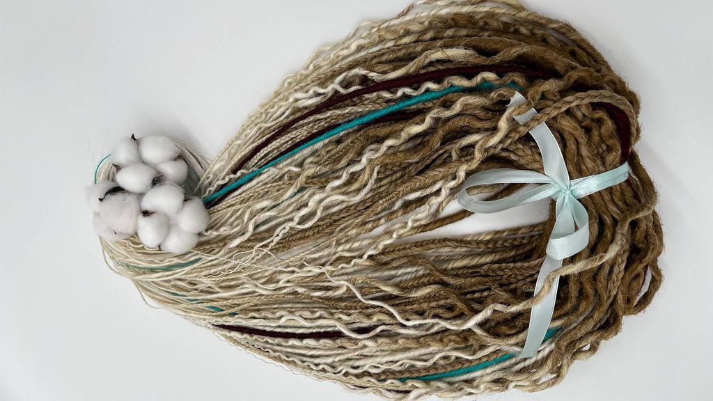 Boho style ombre dreadlock extensions, synthetic handmade dreads with faded color effect