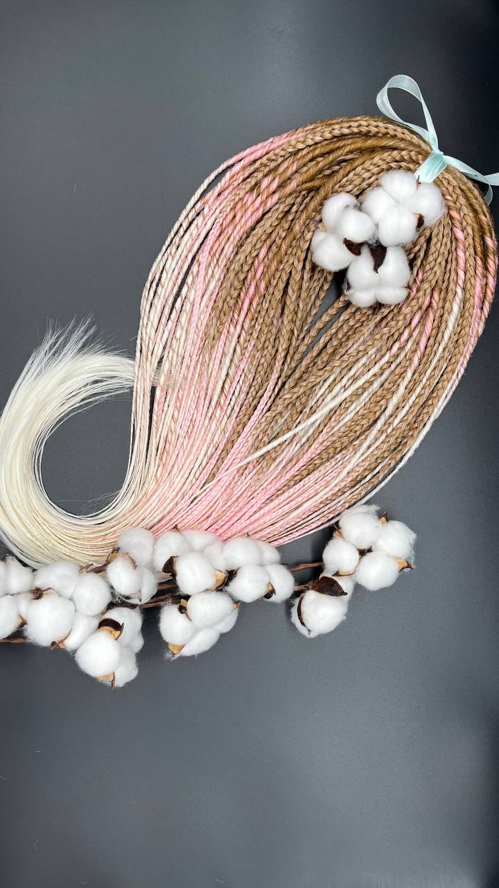 Boho style ombre dreadlock extensions, synthetic handmade dreads with faded color effect