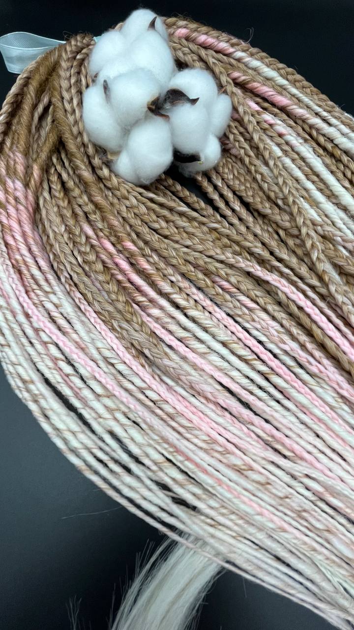 Boho style ombre dreadlock extensions, synthetic handmade dreads with faded color effect