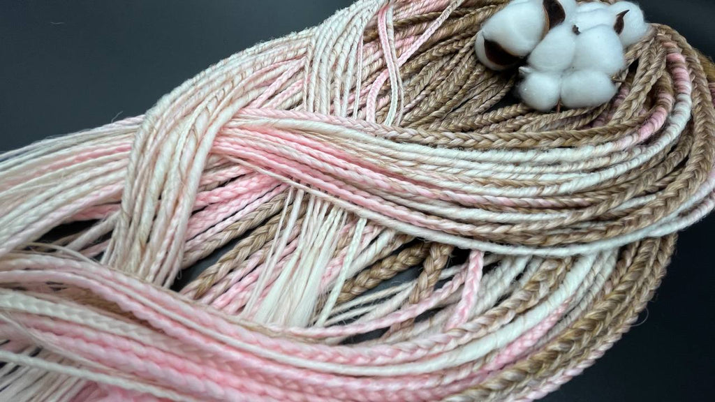 Boho style ombre dreadlock extensions, synthetic handmade dreads with faded color effect