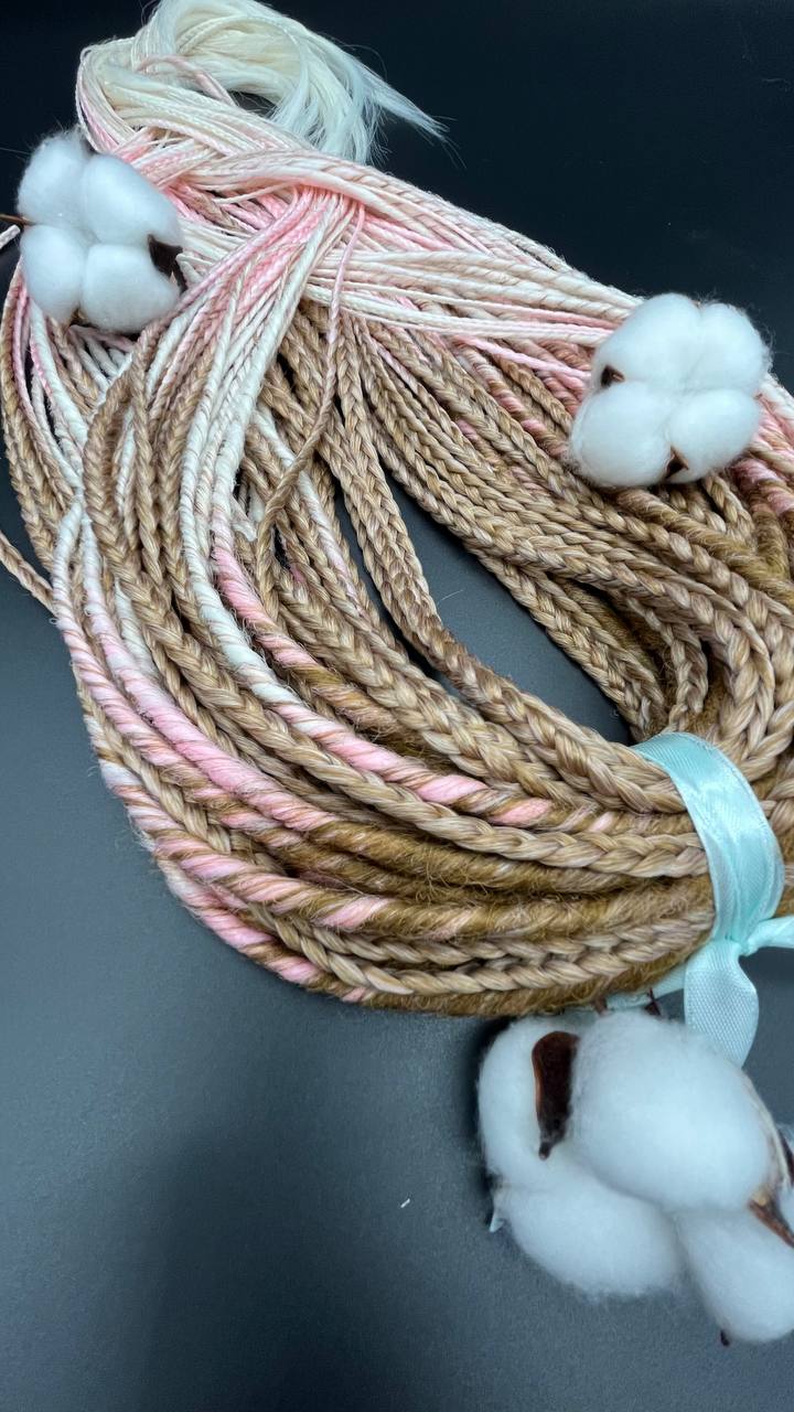 Boho style ombre dreadlock extensions, synthetic handmade dreads with faded color effect