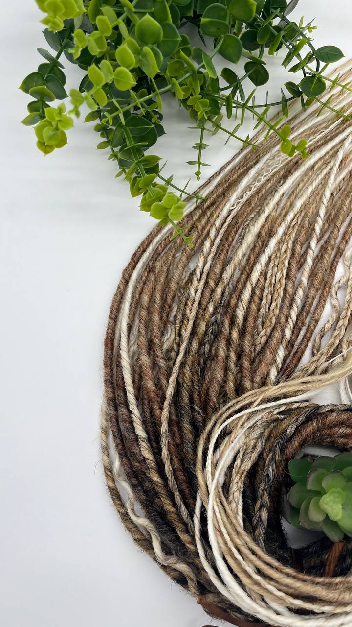 Boho style ombre dreadlock extensions, synthetic handmade dreads with faded color effect