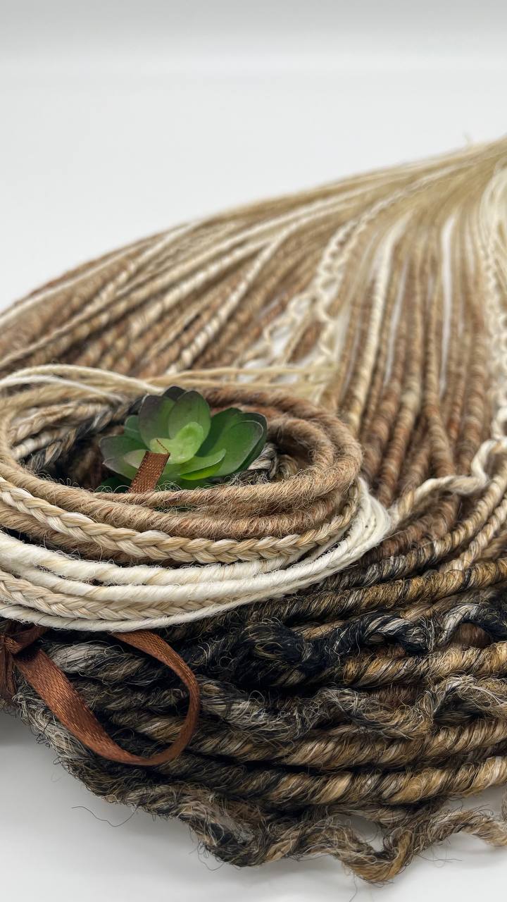 Boho style ombre dreadlock extensions, synthetic handmade dreads with faded color effect