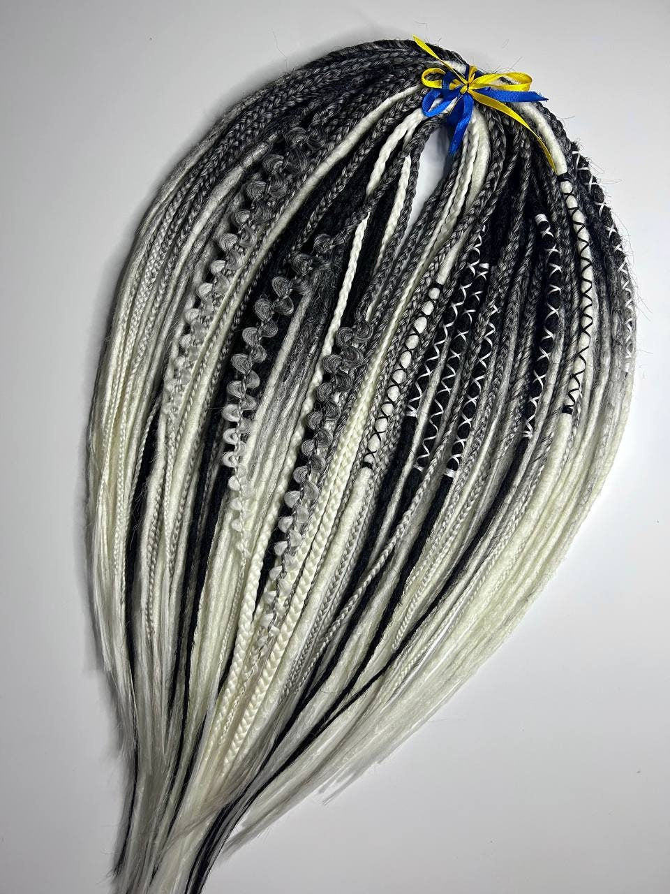 Boho style ombre dreadlock extensions, synthetic handmade dreads with faded color effect