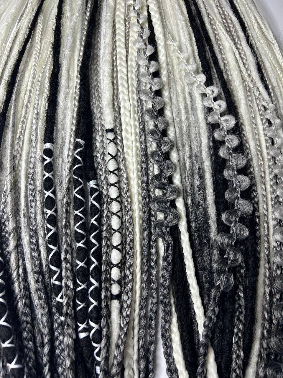 Boho style ombre dreadlock extensions, synthetic handmade dreads with faded color effect