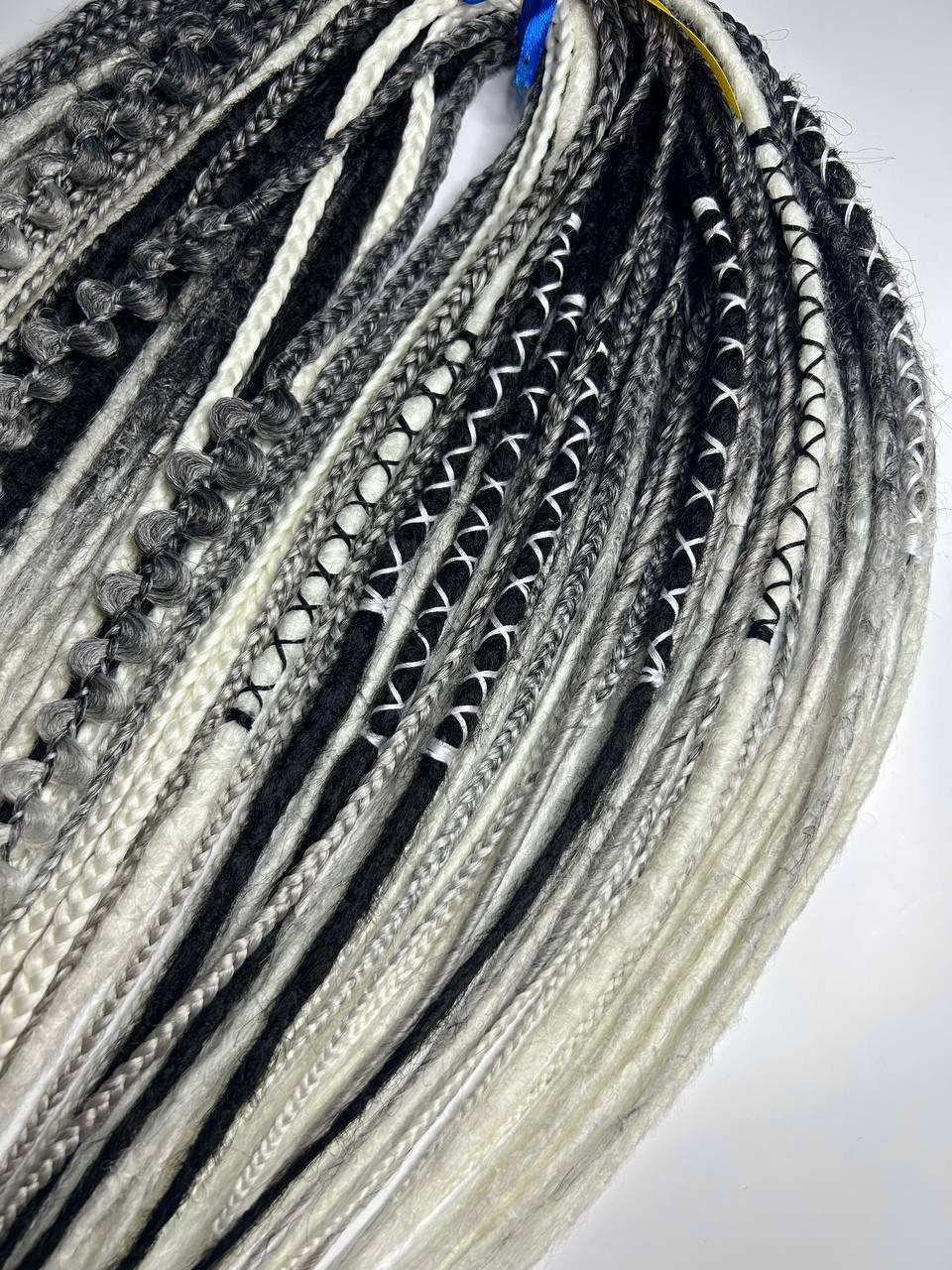 Boho style ombre dreadlock extensions, synthetic handmade dreads with faded color effect