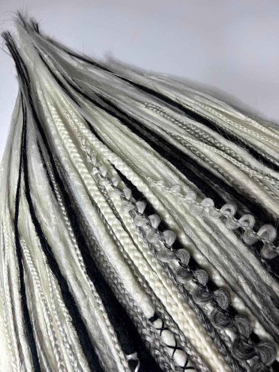 Boho style ombre dreadlock extensions, synthetic handmade dreads with faded color effect