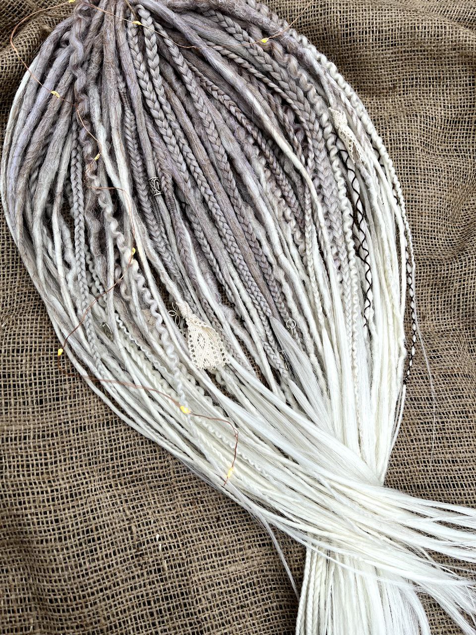 Handmade Synthetic Dreads – Custom Ash blonde DE & SE Dreadlock Extensions