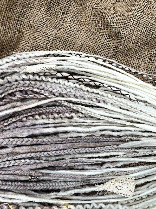 Handmade Synthetic Dreads – Custom Ash blonde DE & SE Dreadlock Extensions