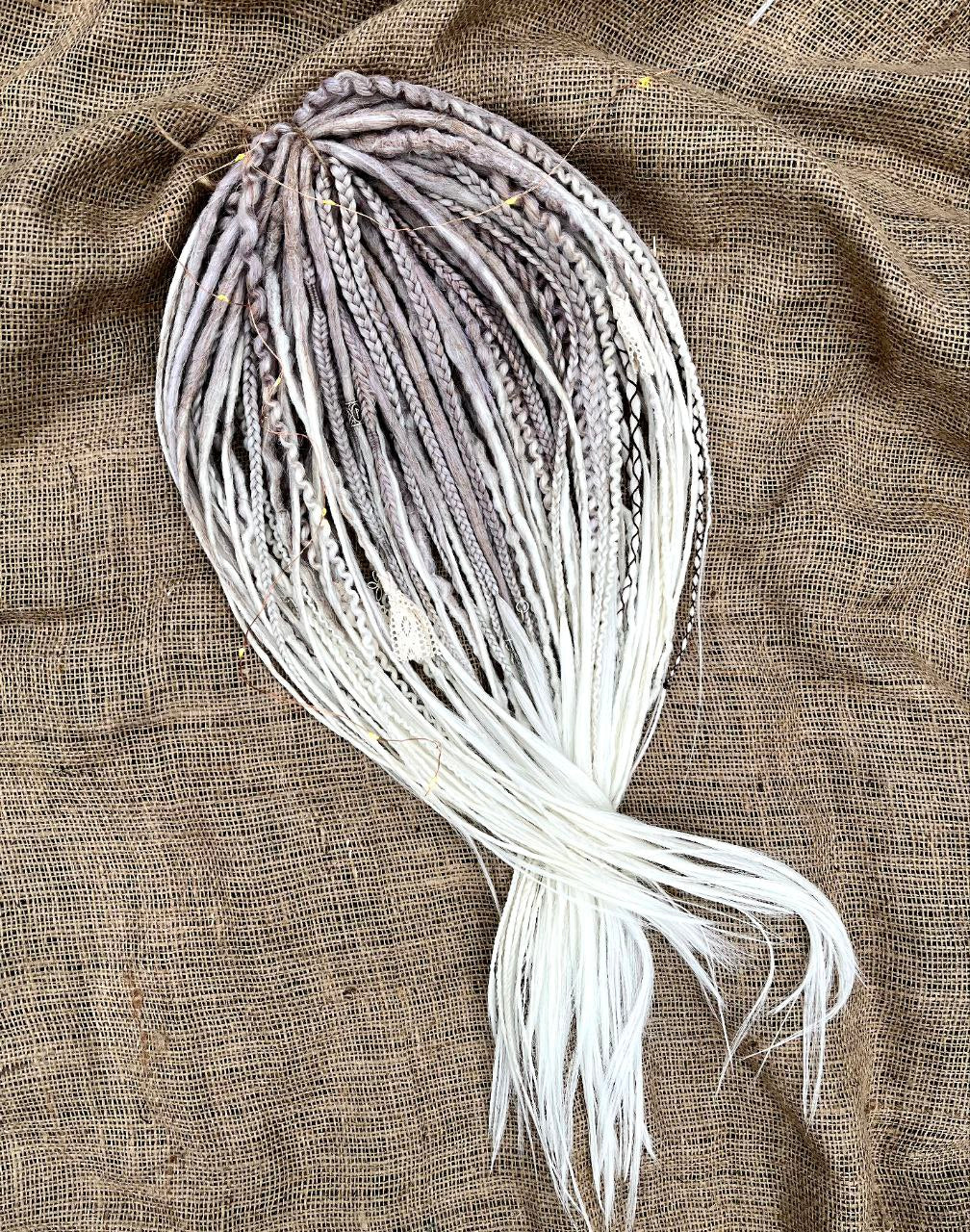 Handmade Synthetic Dreads – Custom Ash blonde DE & SE Dreadlock Extensions