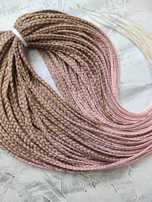 Boho style ombre dreadlock extensions, synthetic handmade dreads with faded color effect