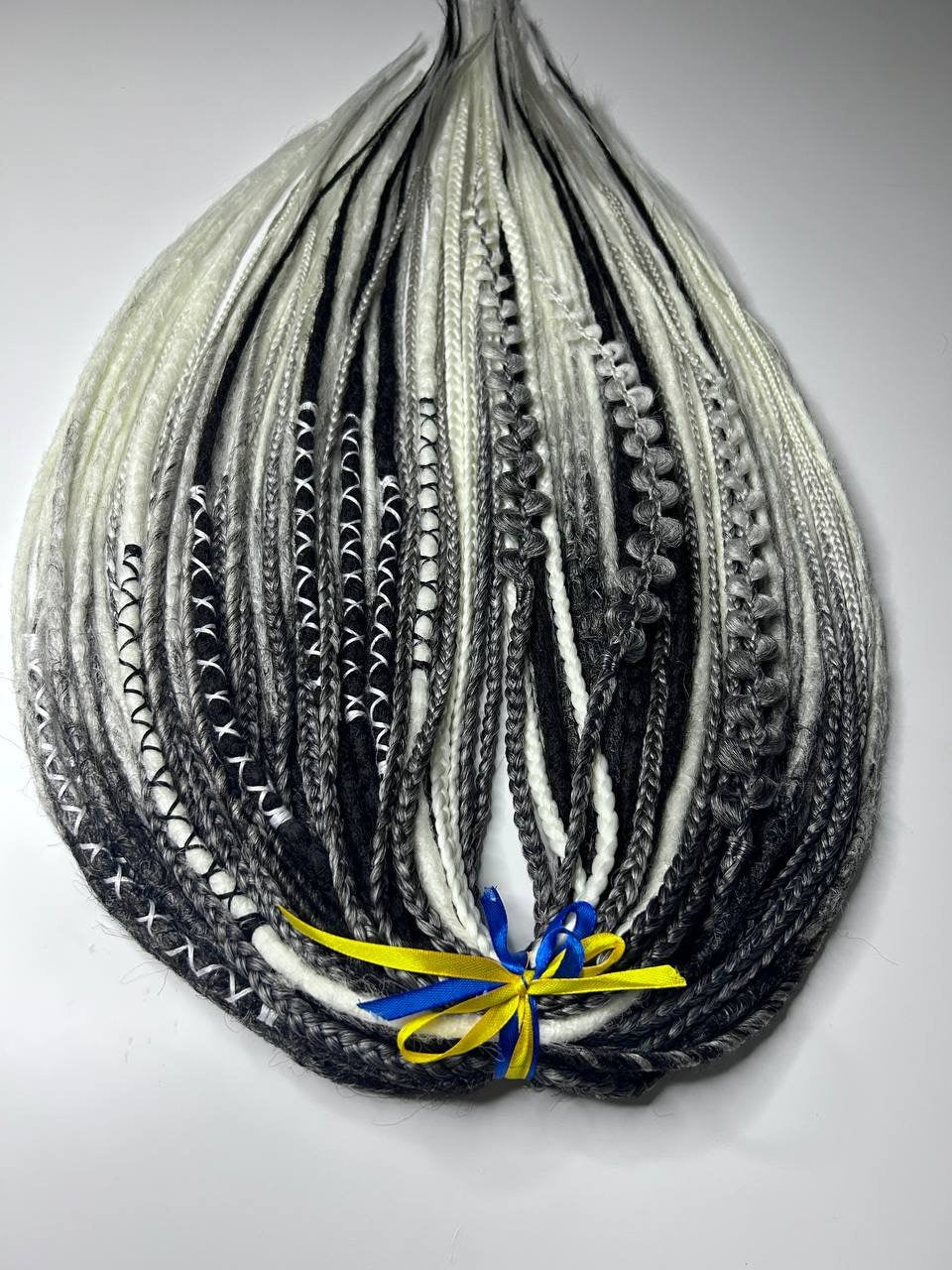 Boho style ombre dreadlock extensions, synthetic handmade dreads with faded color effect